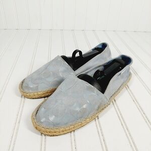 Coach "June" Espadrilles Loafers CC-Logo Gray Slip On Flat Espadrilles A955